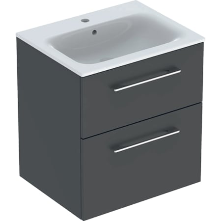 Geberit Selnova Square set of vanity basin, slim rim, with cabinet, two drawers - For vanity basins,Vanity basins with cabinet