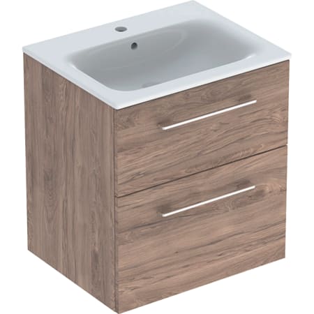 Geberit Selnova Square set of vanity basin, slim rim, with cabinet, two drawers - For vanity basins,Vanity basins with cabinet