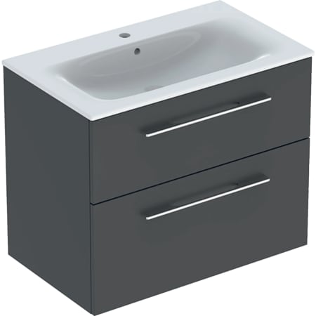 Geberit Selnova Square set of vanity basin, slim rim, with cabinet, two drawers - For vanity basins,Vanity basins with cabinet