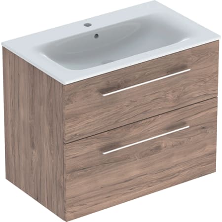 Geberit Selnova Square set of vanity basin, slim rim, with cabinet, two drawers - For vanity basins,Vanity basins with cabinet