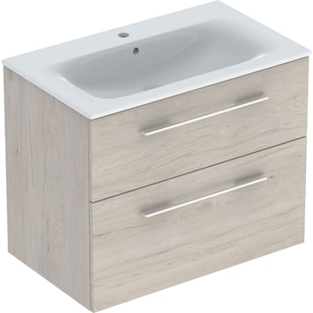 Geberit Selnova Square set of vanity basin, slim rim, with cabinet, two drawers - For vanity basins,Vanity basins with cabinet