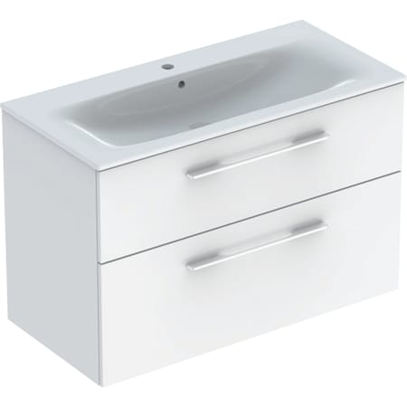 Geberit Selnova Square set of vanity basin, slim rim, with cabinet, two drawers - For vanity basins,Vanity basins with cabinet