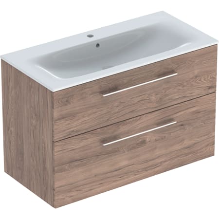 Geberit Selnova Square set of vanity basin, slim rim, with cabinet, two drawers - For vanity basins,Vanity basins with cabinet