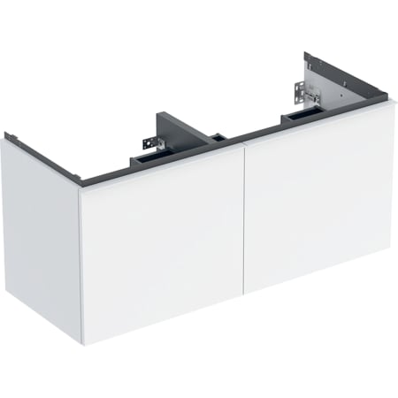 Meuble bas pour lavabo double Geberit Acanto, avec deux tiroirs et deux tiroirs intérieurs