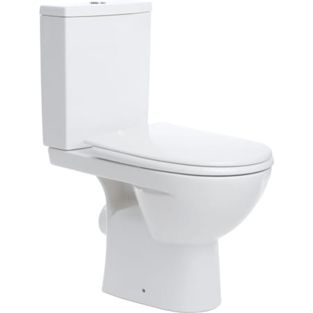 Комплект підлогового унітаза Koło Status зі змивним бачком зовнішнього монтажу поличного типу, воронкоподібний, косий випуск, напівзакрита форма, з сидінням з кришкою