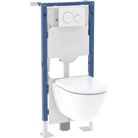 Bâti-pack® Geberit Duofix pour WC suspendu, 112 cm, avec réservoir à encastrer Sigma 12 cm, plaque de déclenchement Sigma20, ronde, WC suspendu Renova caréné, TurboFlush
