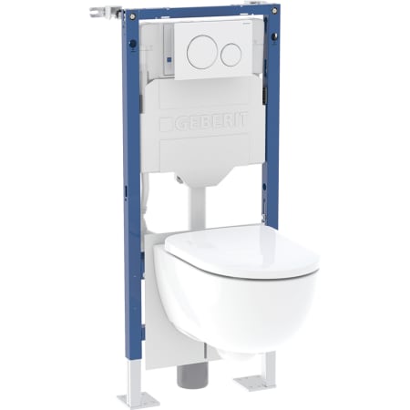Bâti-pack® Geberit Duofix pour WC suspendu, 112 cm, avec réservoir à encastrer Sigma 12 cm, plaque de déclenchement Sigma20, ronde, WC suspendu Renova caréné, TurboFlush