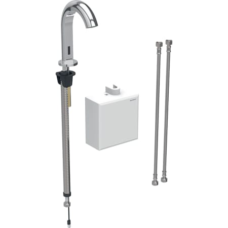Grifo electrónico para lavabos Geberit Piave, montaje de encimera, servicio a generador, con caja funcional vista