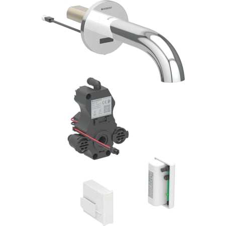 Geberit Piave washbasin tap, wall-mounted, generator operation, for concealed function box