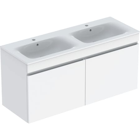 Geberit Renova Plan set of double vanity basin, slim rim, with cabinet, two drawers and two internal drawers