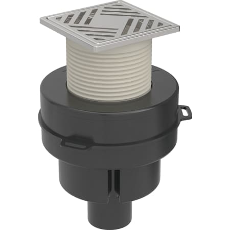 Geberit Aquorea floor drain with inlet funnel made of PP, d50, slotted grating 10 x 10 cm