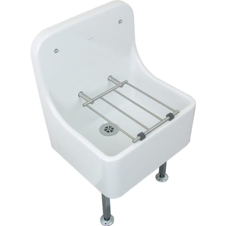 Twyford Sola cleaner sink, floor-standing, high back, with hinged grating