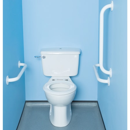 Twyford Avalon set of floor-standing WC with close-coupled exposed cistern, WC seat ring and handles