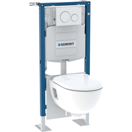 Bâti-pack® pour WC suspendu Geberit Duofix, 112 cm, avec réservoir à encastrer Sigma 12 cm, plaque de déclenchement Sigma20 et WC suspendu Renova semi-carénée