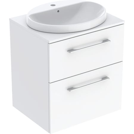 Geberit Selnova Square set of countertop washbasin with cabinet and washtop, two drawers