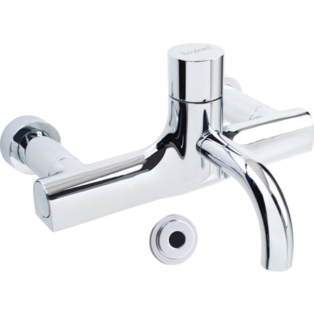 Twyford Sola washbasin tap wall-mounted, battery operation, thermostatic mixer, removable spout