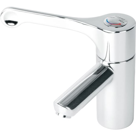 Twyford Sola washbasin tap, deck-mounted, single-lever thermostatic mixer, lever extended, copper inlet pipes