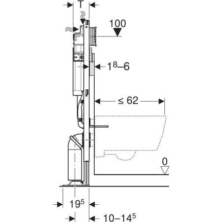 BERNSTEIN - Bâti-support GEBERIT réglable avec plaque de déclenchement et  isolation phonique pour toilettes suspendus - 50x112-132cm - DUOFIX BASIC