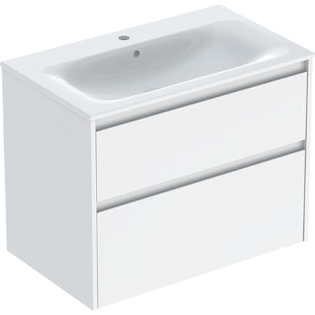 Set de lavabo pour meuble Geberit Selnova Square à bord fin, avec sous-meuble, deux tiroirs