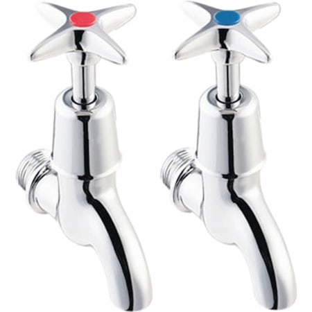 Twyford Sola set of washbasin taps, wall-mounted, crosshead handle