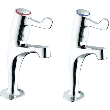 Twyford Sola set of washbasin taps, deck-mounted, single-lever mixer, tall design, lever actuation