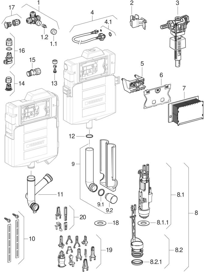 Sigma-piilohuuhtelusäiliöt 12 cm, PEX-liittimelle (UP320)