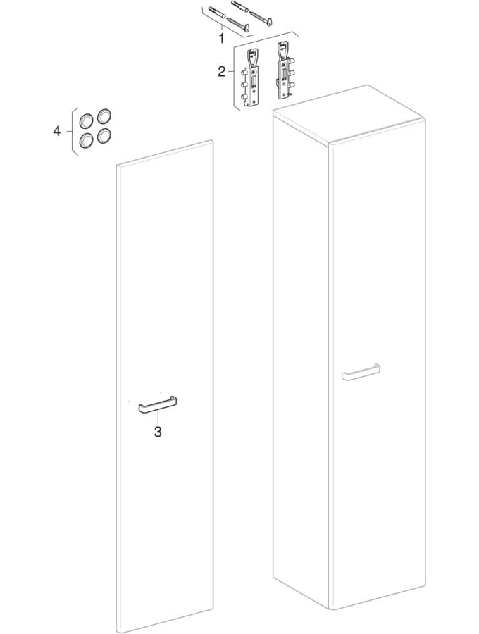 Visoki ormarići sa jednim vratima i dve fioke (Geberit Renova Nr. 1 Plan, Renova Plan)