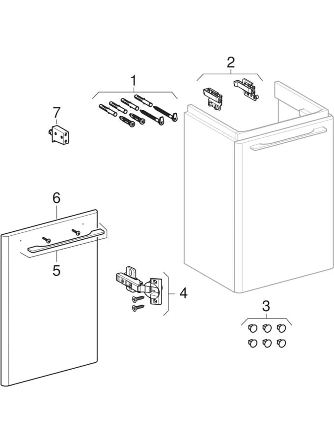 Cabinets for handrinse basin, with one door (Geberit Smyle, Jam, 335, Traffic)