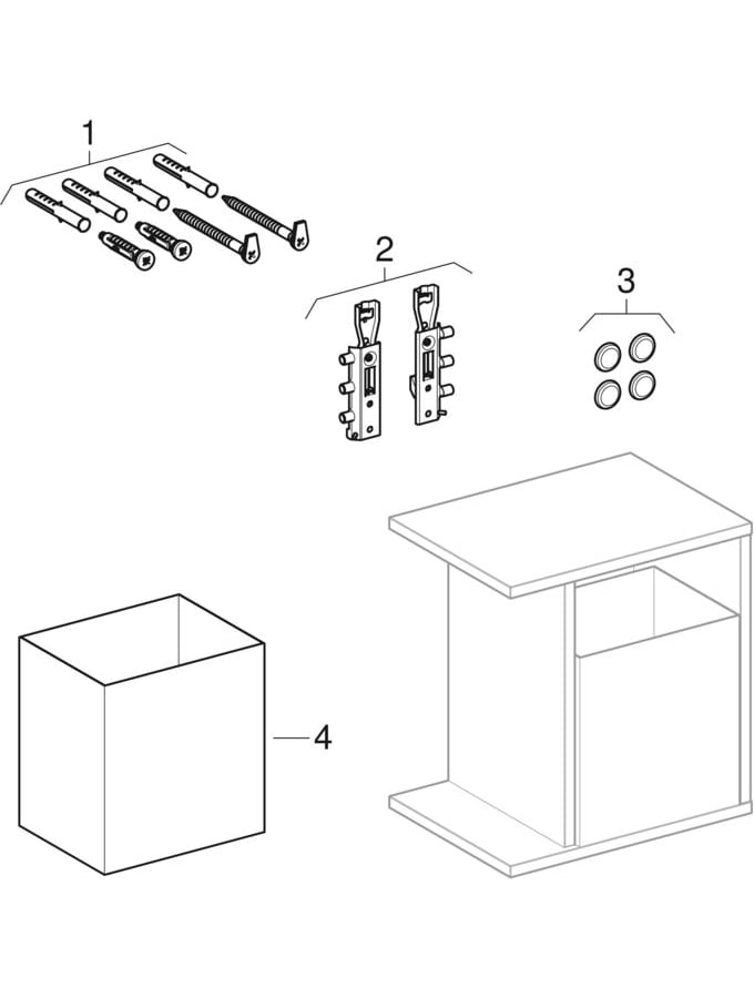 Eléments latéraux avec boîte (Geberit iCon, iCon xs, Lovely, 345)