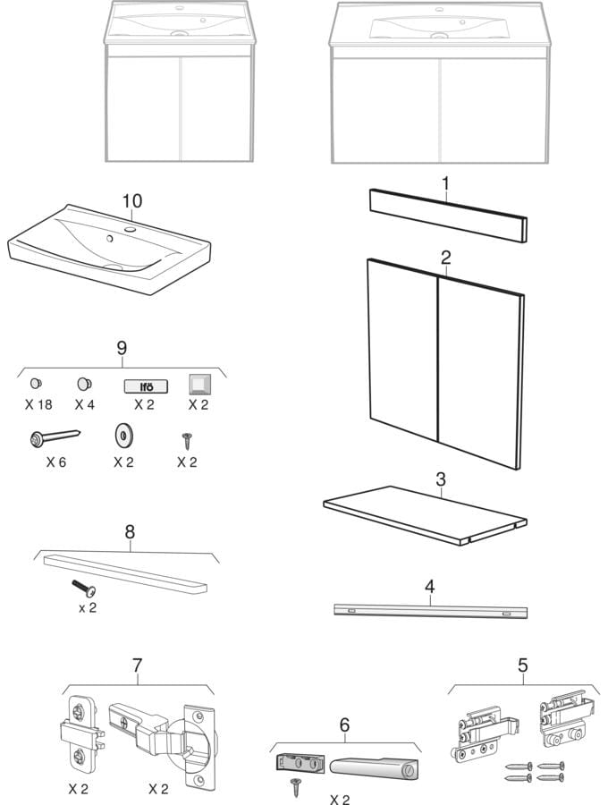 Set möbeltvättställ med tvättställsunderskåp, två dörrar, kompakt (Ifö Sense Pro)