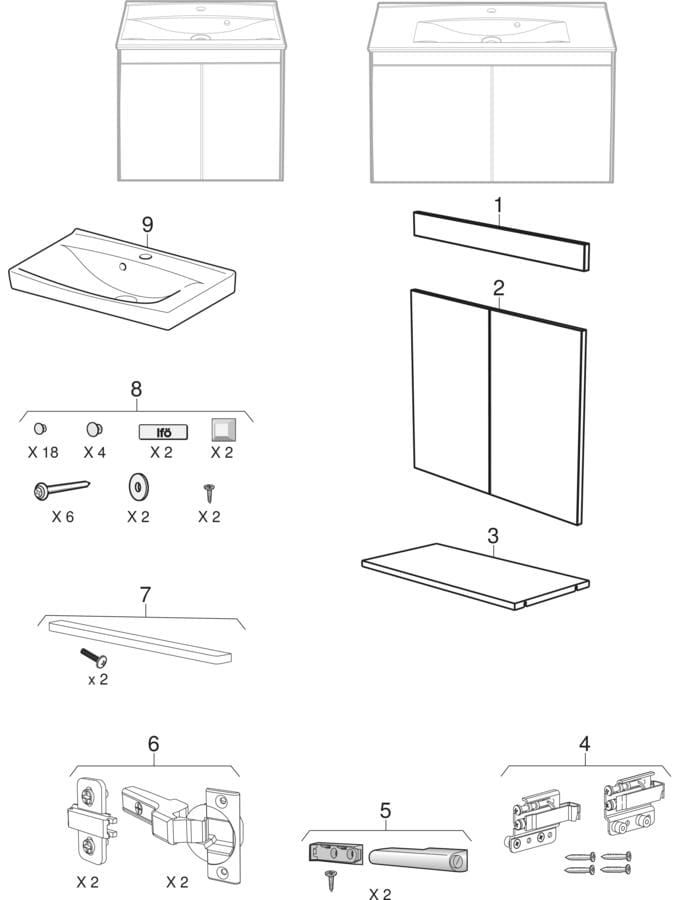 Set möbeltvättställ med tvättställsunderskåp, två dörrar, kompakt (Ifö Sense Pro)