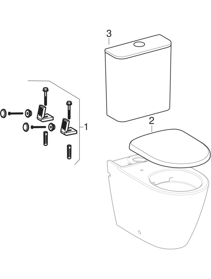 Stand-WCs für Aufputzspülkasten aufgesetzt, wandbündig, Rimfree (Geberit Smyle)