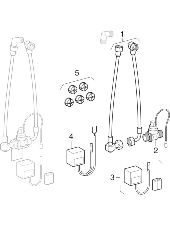 Commandes d'urinoir type 1000-1, avec déclenchement électronique du rinçage, alimentation par pile/sur réseau