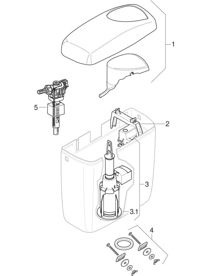 Exposed cisterns AP121, stop-and-go flush