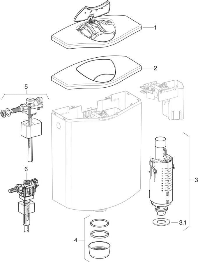 Exposed cisterns AP116, dual flush