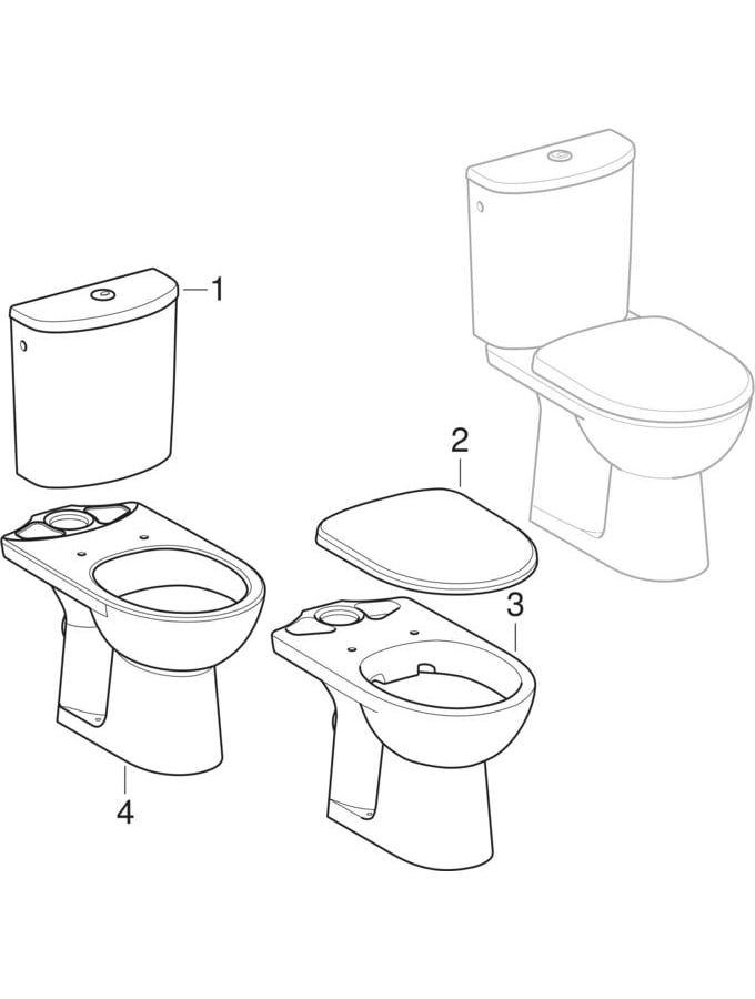 Sets of WC with close-coupled exposed cistern (Geberit Dito, Dito 2)