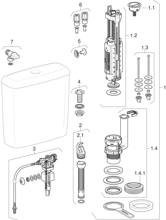 Exposed cisterns, close-coupled (Geberit Prima)