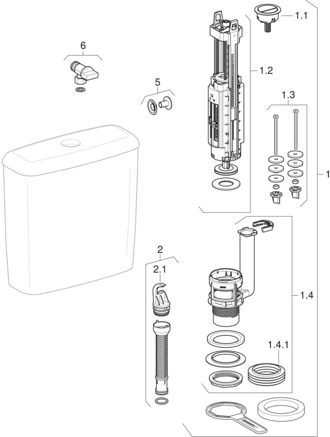 Exposed cisterns, close-coupled (Geberit Prima)