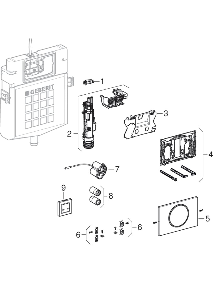 WC-Steuerungen mit elektronischer Spülauslösung, Batteriebetrieb, Funktaster, für Stützklappgriff, für Sigma Unterputzspülkasten 12 cm