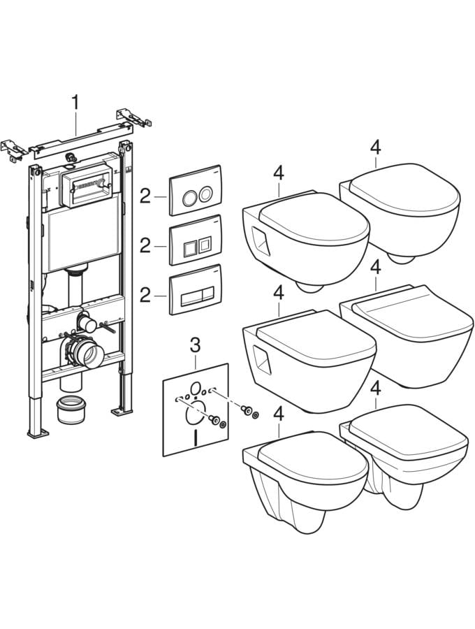 Sets of WC with Delta concealed cistern 12 cm