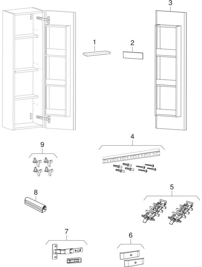 Vidēji augstie skapji ar vienām durvīm (Ifö/IDO Elegant)