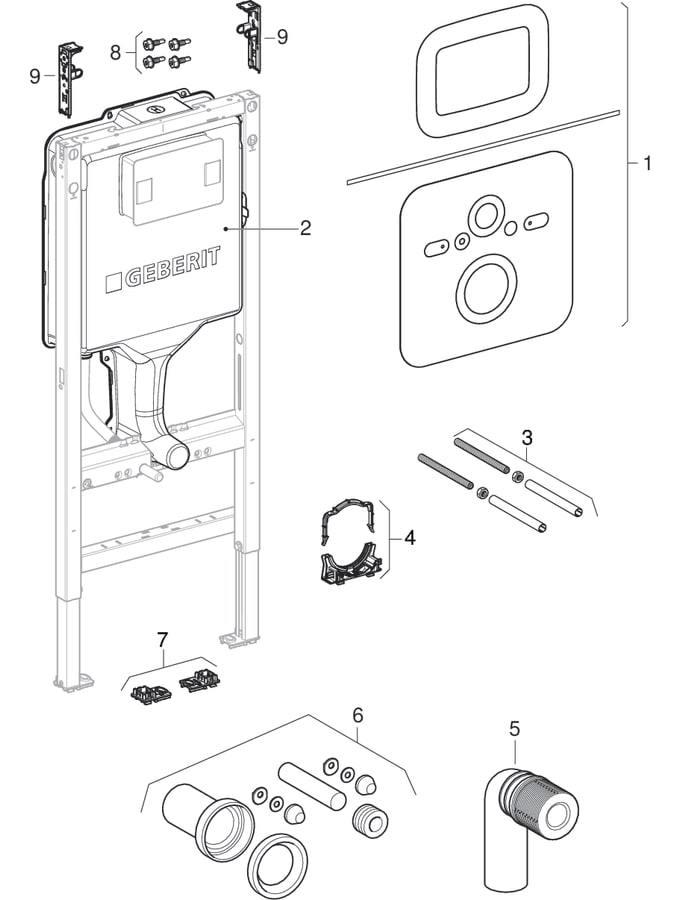 Geberit Duofix Element Für Wand-WC, mit Sigma Unterputzspülkasten 12 cm (UP320), SAWA