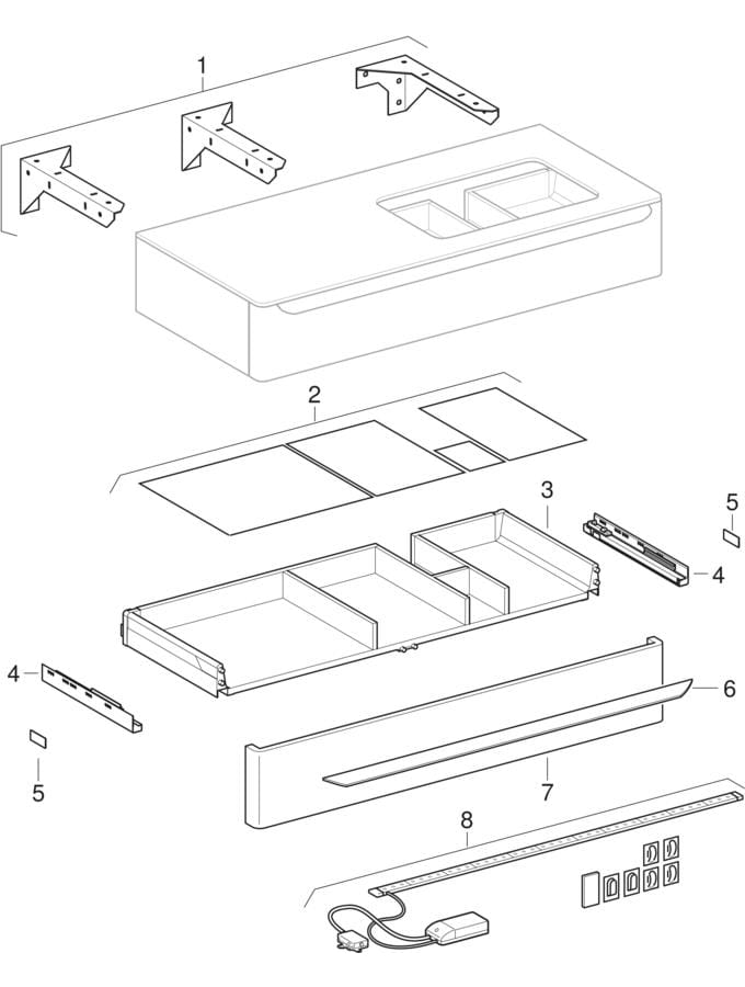 Cabinets for countertop washbasin (Geberit myDay)