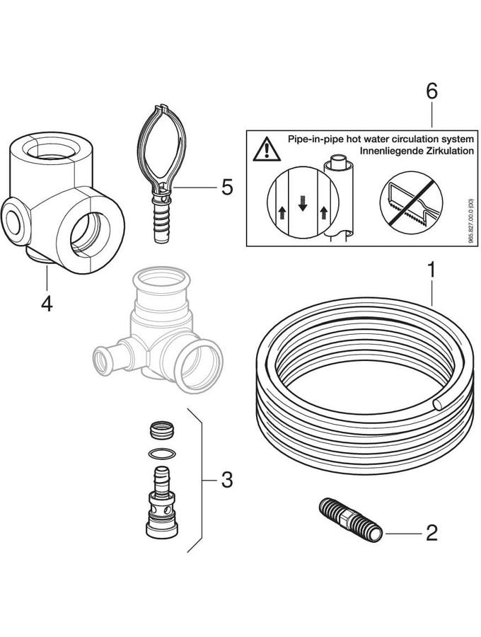 Geberit Mapress connection sets for pipe-in-pipe hot water circulation system