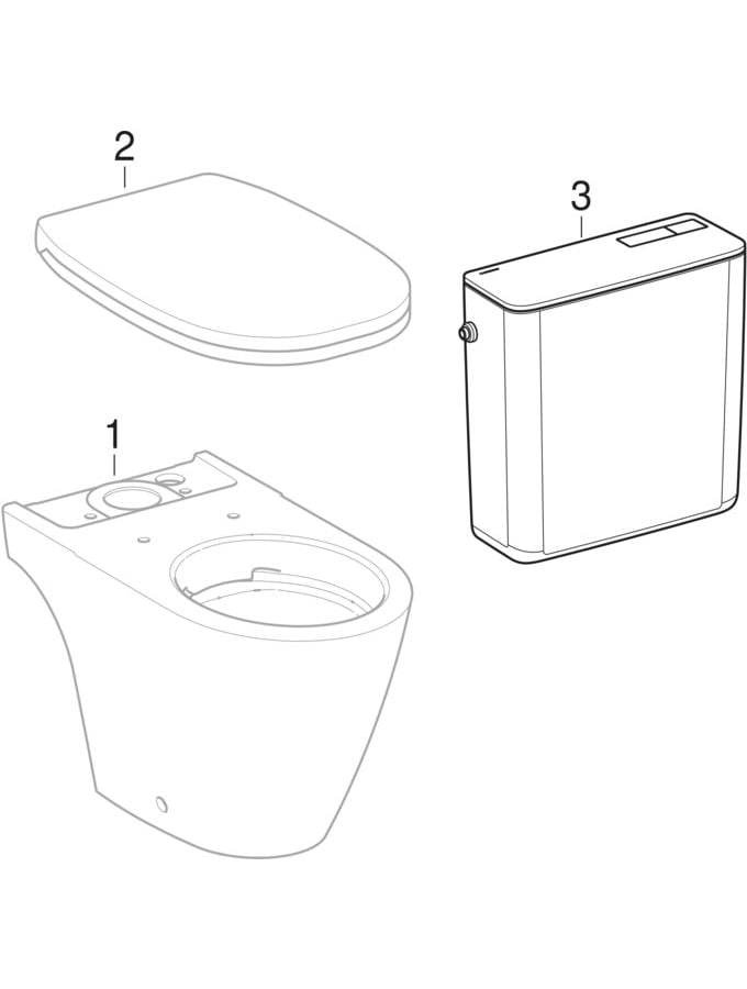 Sets of WC with close-coupled exposed cistern (Geberit Naos)