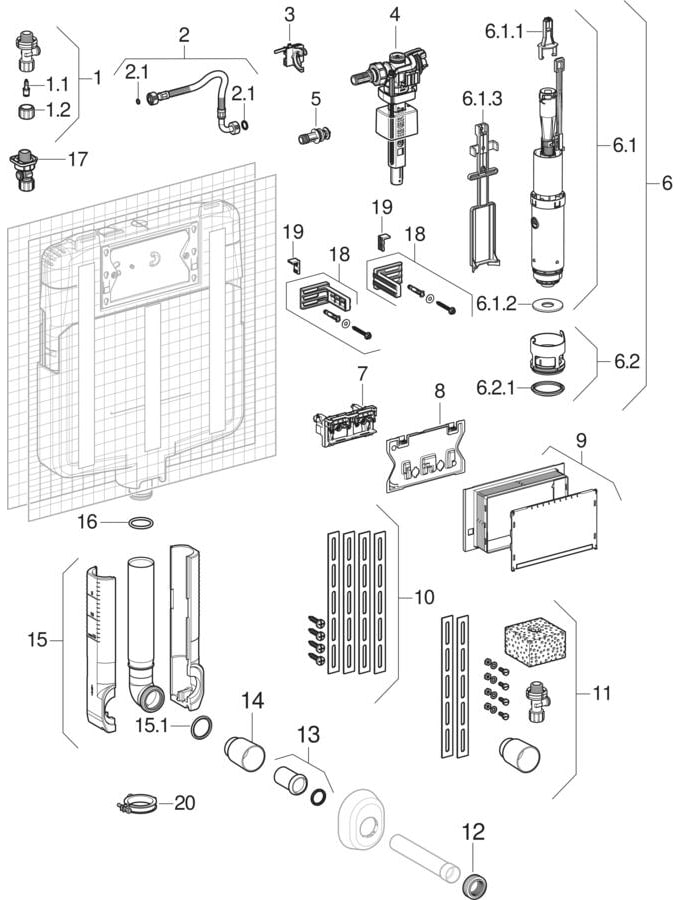 Sigma concealed cisterns 8 cm, front actuation (UP720)