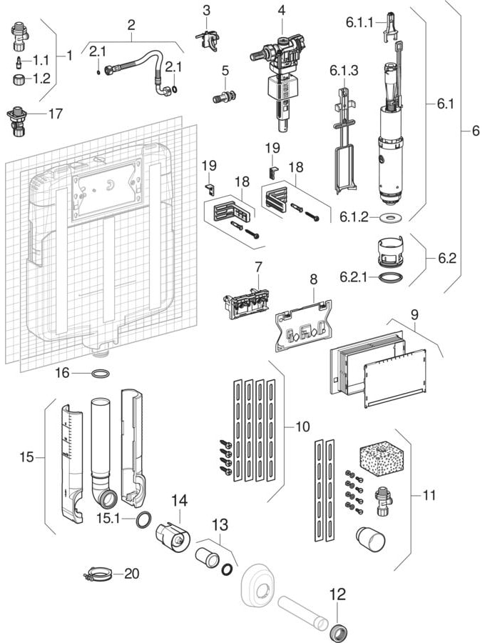 Autoclismos de interior Sigma 8 cm, descarga frontal (UP720)