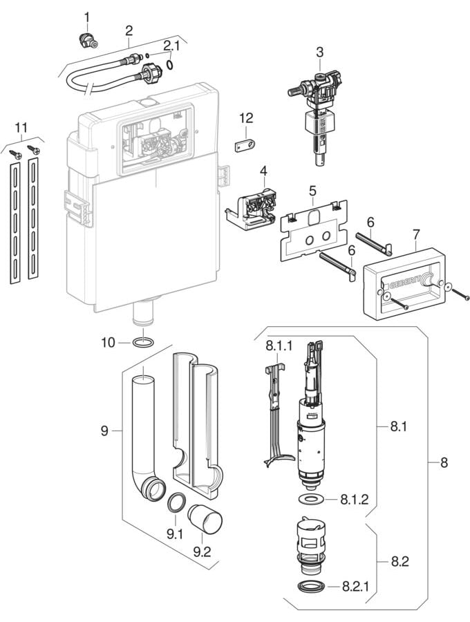 Delta concealed cisterns 12 cm (UP182)