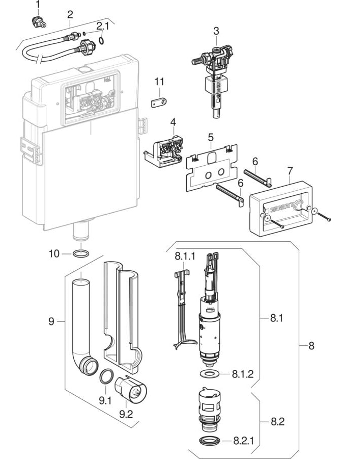 Delta concealed cisterns 12 cm (UP182)