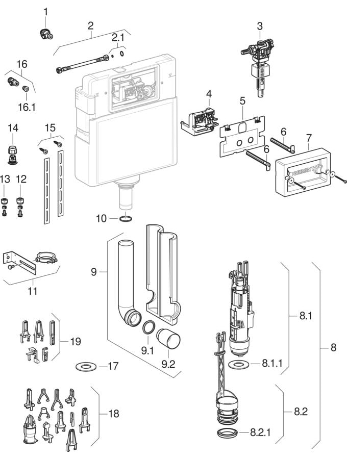 Spłuczki podtynkowe Delta 12 cm (UP100)